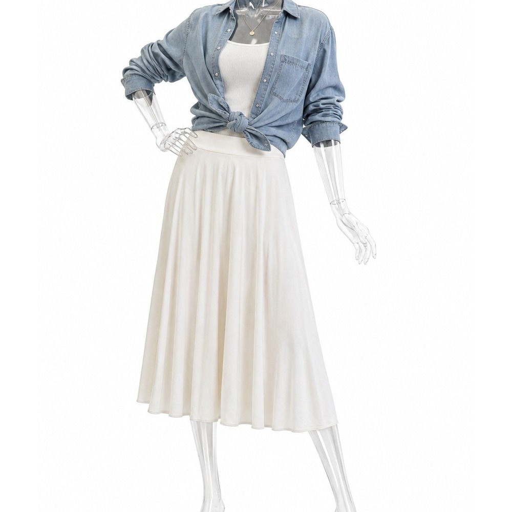 Rachel Zoe White Jersey Maxi Skirt Elastic Waist High Low Flowy SKUW767
